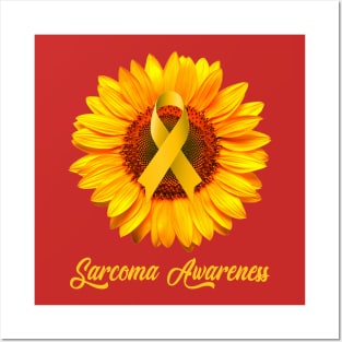 Sarcoma Awareness Sunflower Ribbon Posters and Art